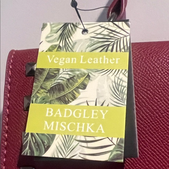 Badgley Mischka Dark Red Studded Satchel - Picture 2 of 4